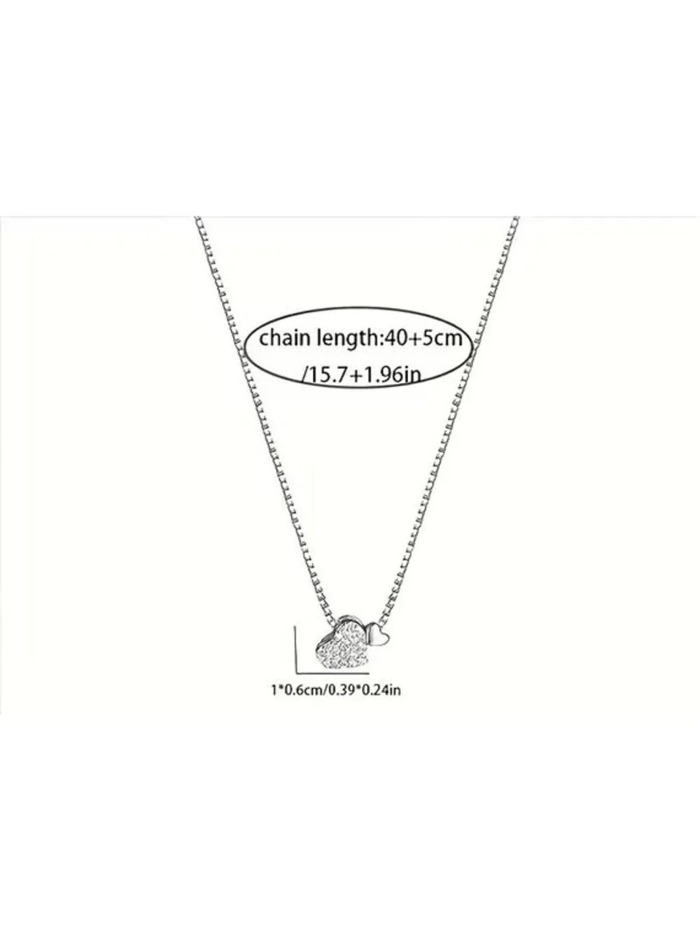 925 Sterling Silver Dainty Heart Necklace Minimalist CZ Pendant Gift for Her